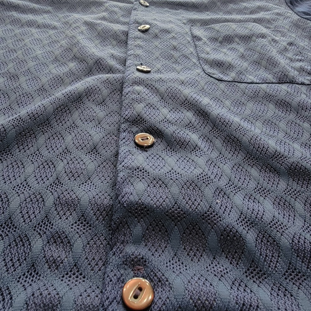 VTG Mint 70s  Shirt Size Medium See Through Button-up Blue Top Textured Mint A15 - Picture 5 of 10